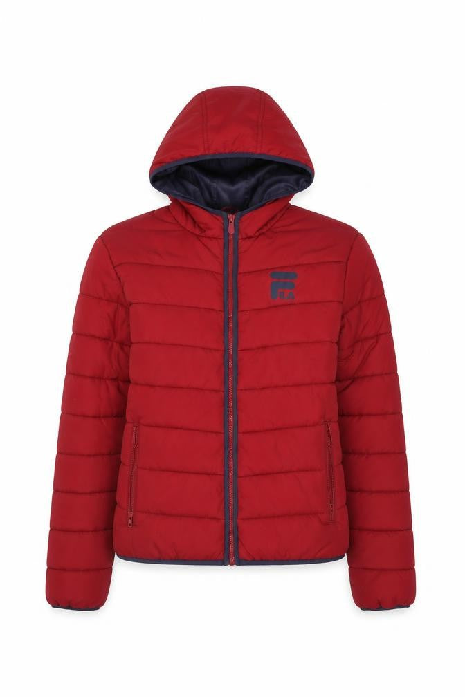 Fila Women's Red Puffer Jacket Size S, Hooded Casual
