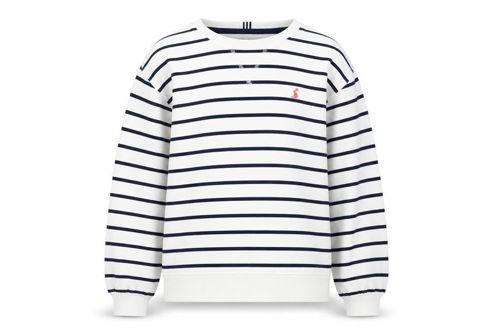 Joules Girls White Striped Sweatshirt Crew Neck 11 Years