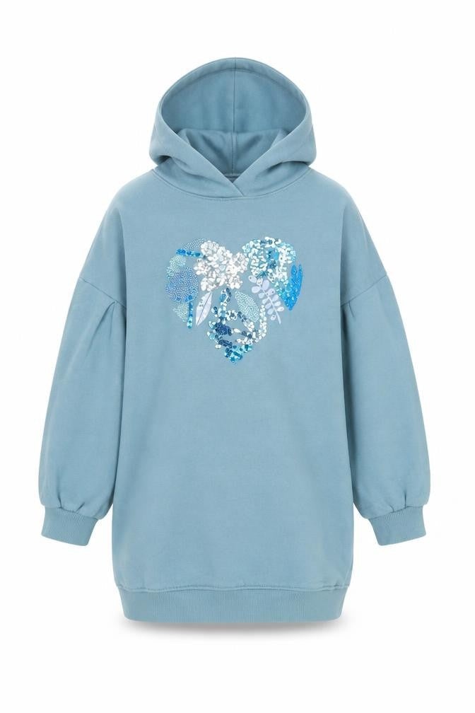 Next Girls Blue Sequin Heart Pullover Hoodie 8 Years