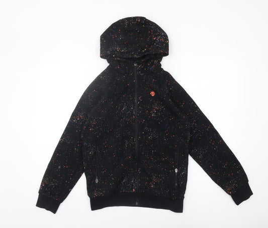 Next Boys Black Full Zip Hoodie, 12 Years, Graphic Print