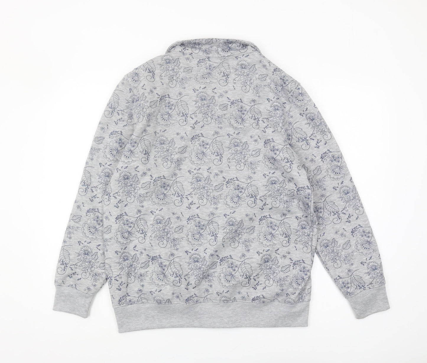 Damart Women's Grey Floral Zip Sweatshirt M