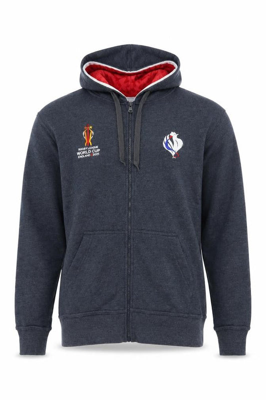 Rugby Mens League World Cup Grey Hoodie M Full Zip