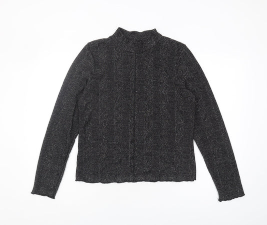 Next Women's Black Long Sleeve High Neck Top Size 16