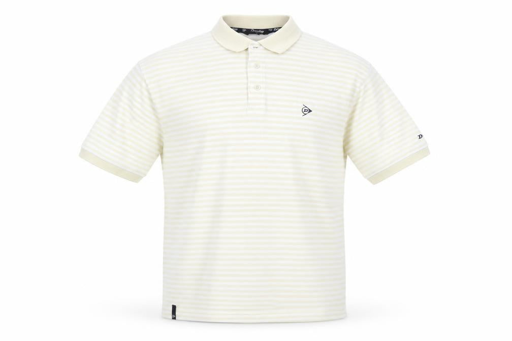 Dunlop Men's XL White Striped Polo Shirt - Casual Golf Style