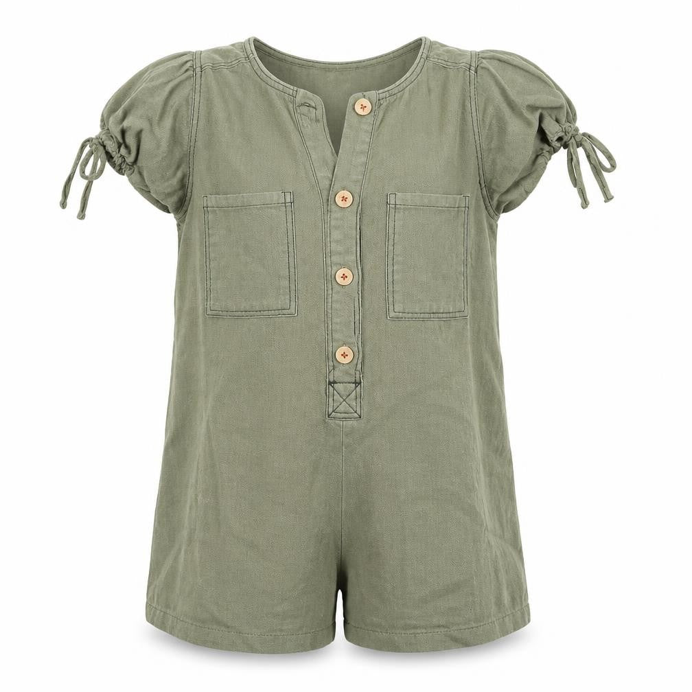 Zara Girls Green Romper, 2-3 Years, Short Sleeve, Buttoned