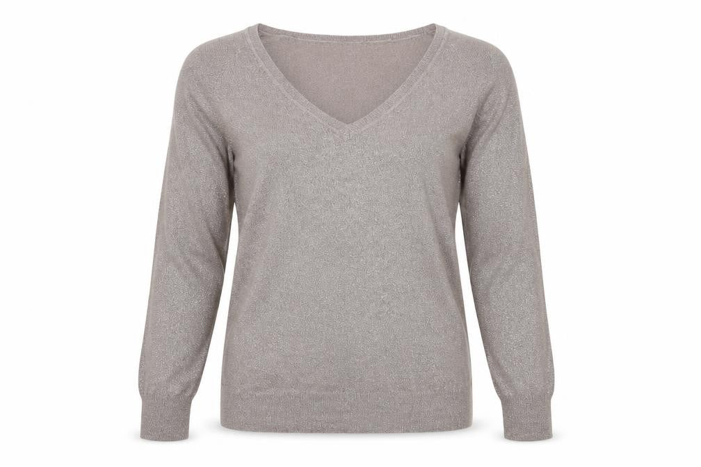 Mandolin Women's Beige V-Neck Pullover Jumper Size 12