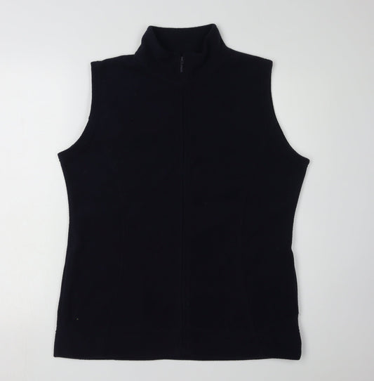 EWM Women's Black Fleece Waistcoat M - Full Zip Sleeveless