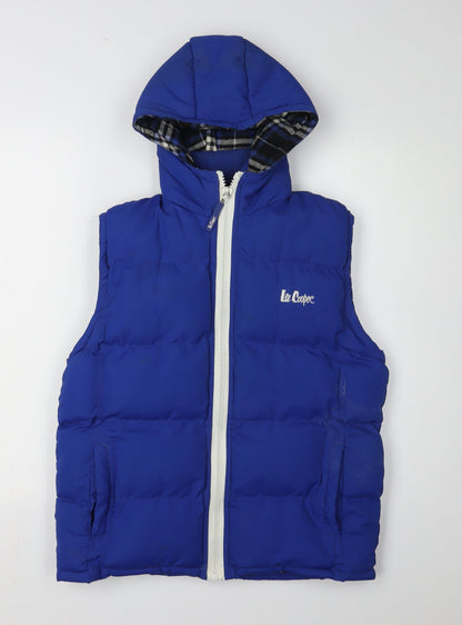 Additional front view of Lee Cooper boys’' blue hooded bodywarmer jacket 11-12 years