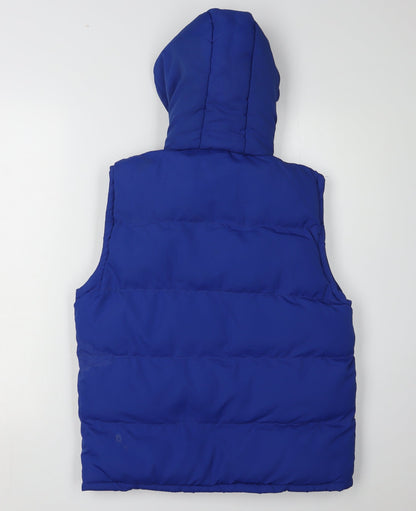 Back view of Lee Cooper boys’' blue hooded bodywarmer jacket 11-12 years