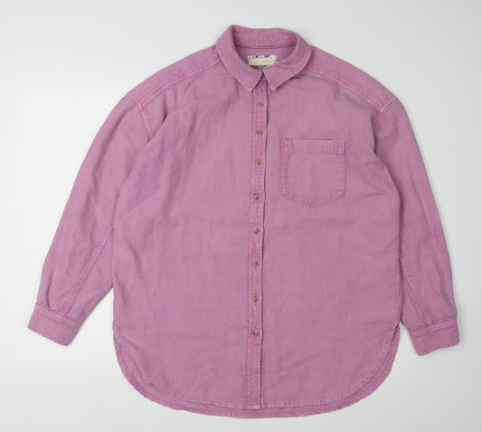 Pilcro Women's Pink Long Sleeve Button-Up Shirt