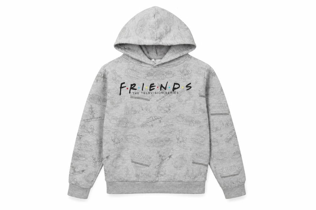 M&Co Girls Grey 'Friends' Hoodie 10 Years Casual Graphic Print