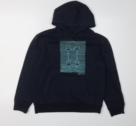 Fluid Boys Blue Pullover Hoodie 13 Years with Graphic Print