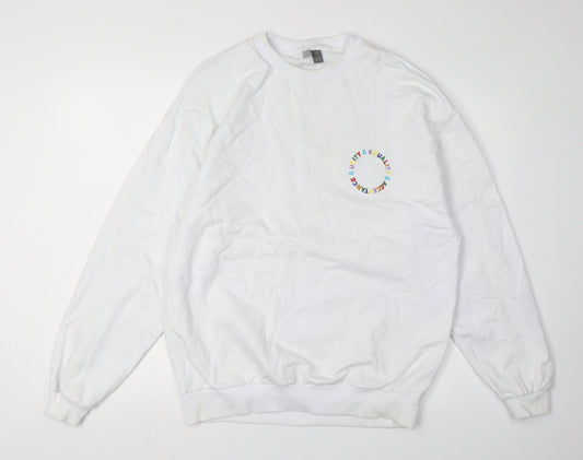 ASOS Unisex XS White Graphic Print Sweatshirt Pullover