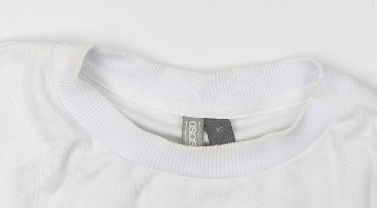 ASOS Unisex XS White Graphic Print Sweatshirt Pullover
