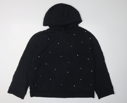 Zara Women's Black Studded Pullover Hoodie S