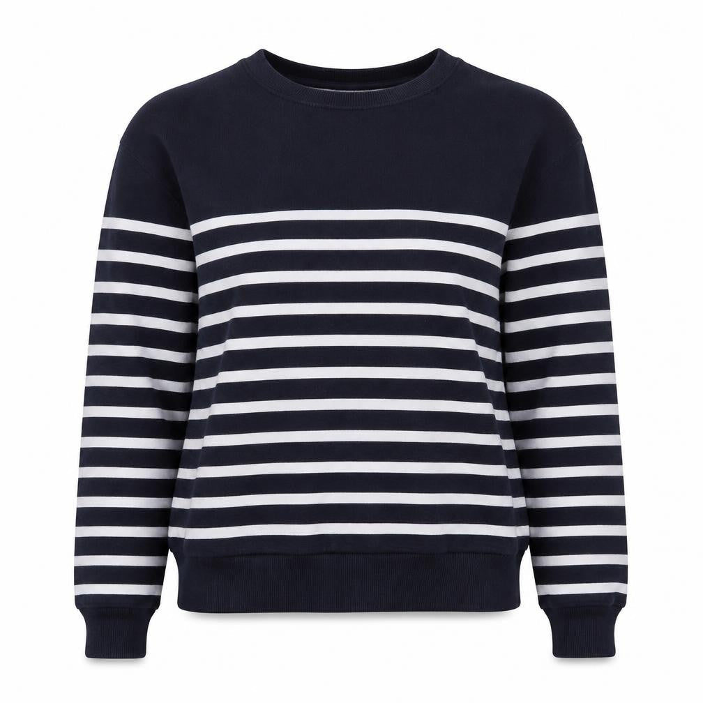 MNG Women XS Black Striped Pullover Sweatshirt