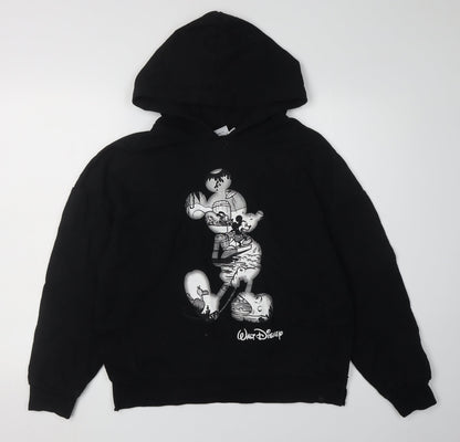 Preloved Disney Unisex Black Pullover Hoodie 2XS with Logo - Front