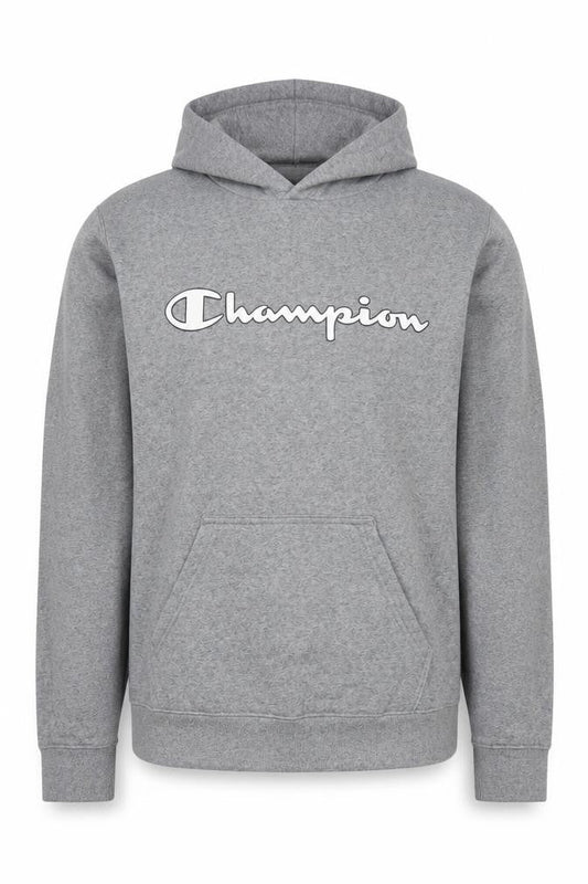 Champion Men's Grey Hoodie S Pullover Logo Design