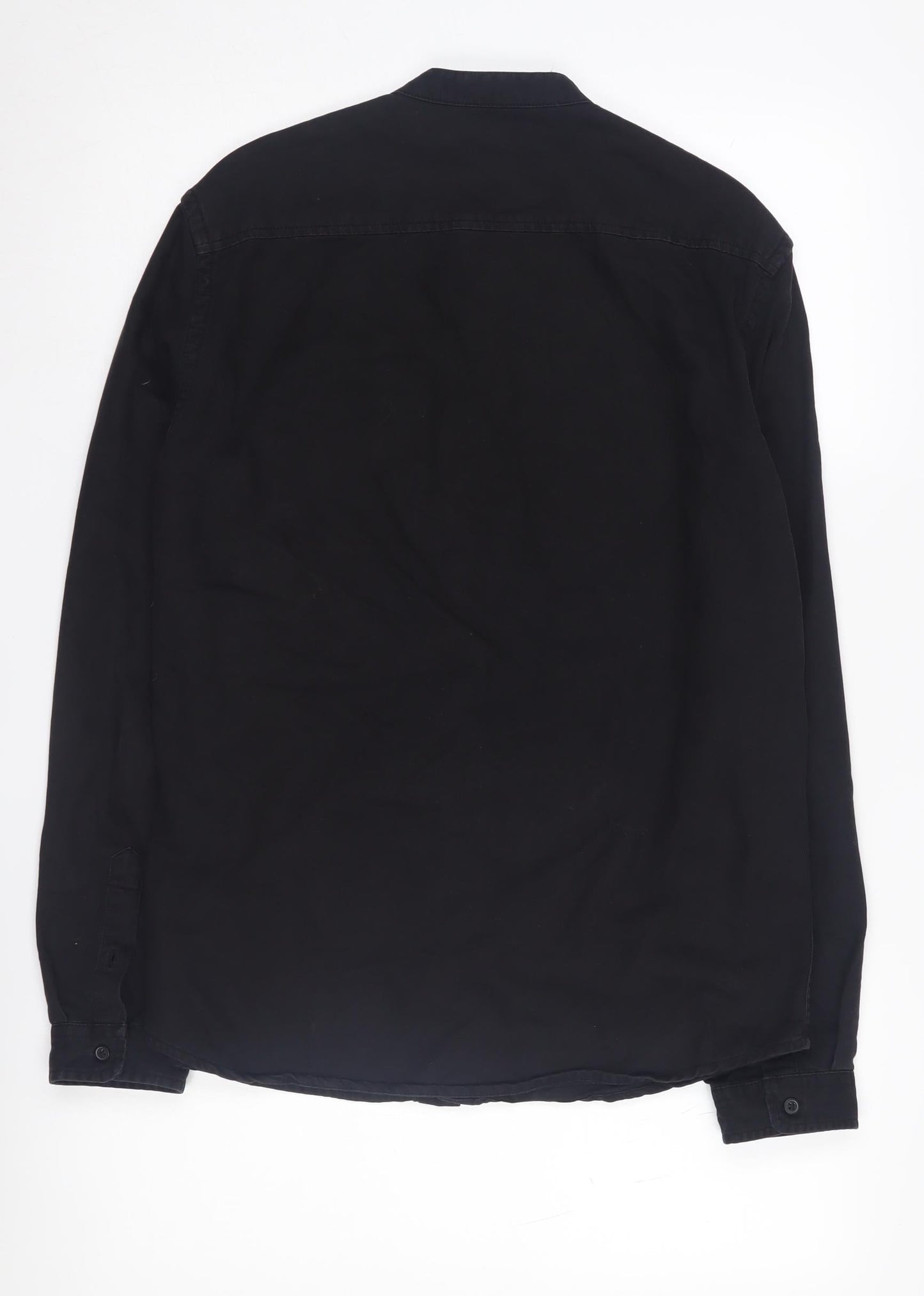 Medicine Men's Black Band Collar Button-Up Shirt M
