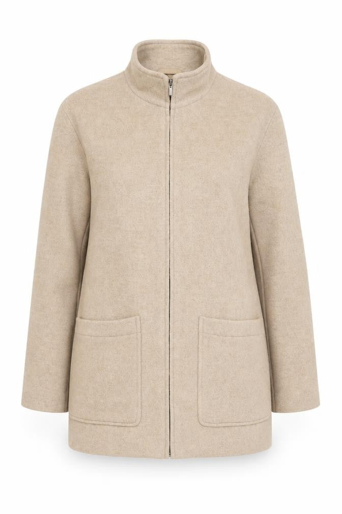 Next Women's Beige Long Wool Blend Coat Size 12