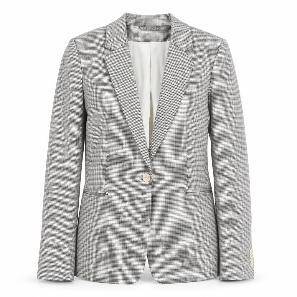 H&M Women's Houndstooth Blazer Size 6 - Elegant & Lined