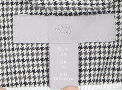 H&M Women's Houndstooth Blazer Size 6 - Elegant & Lined