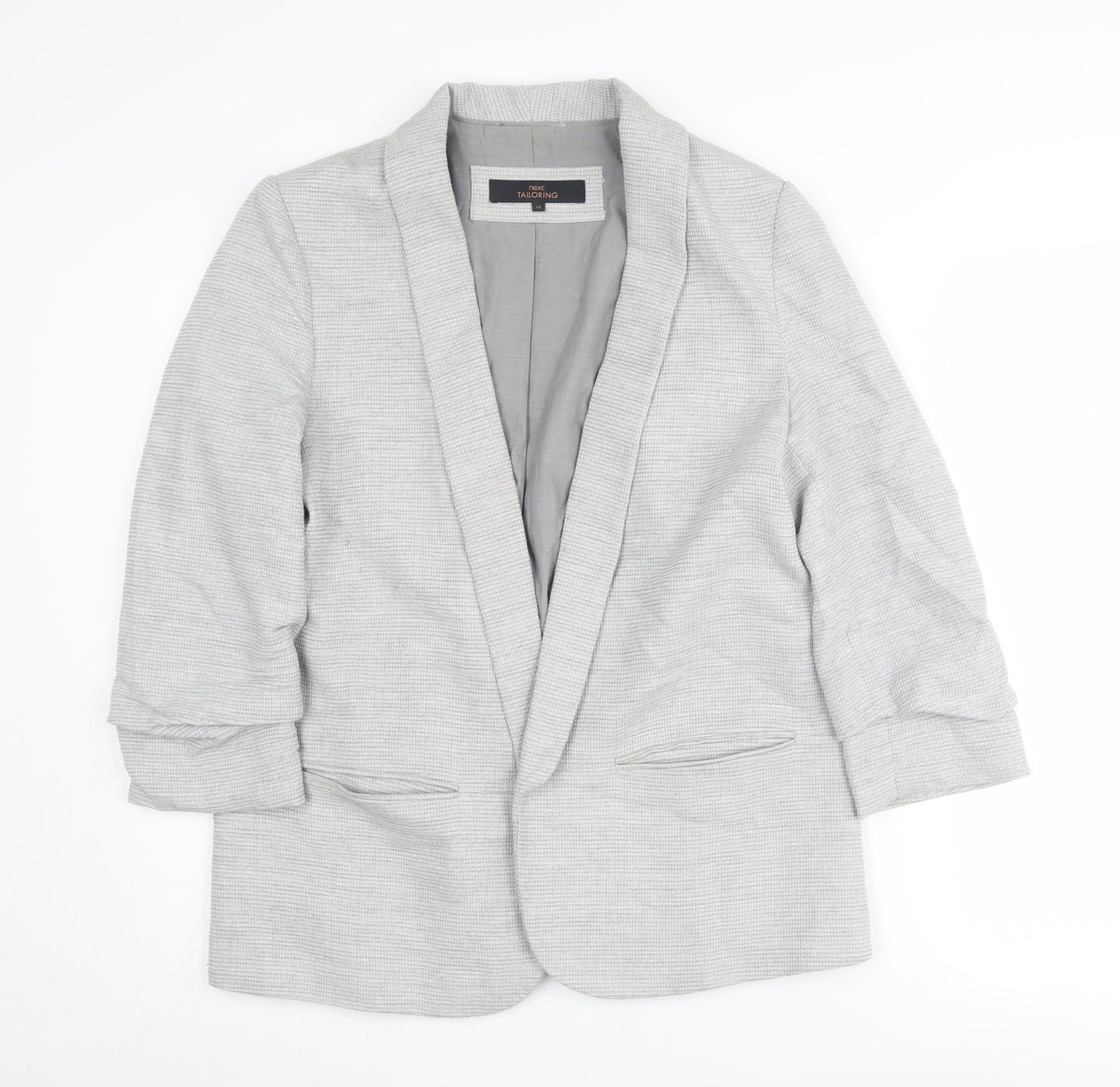 Next Women's Grey Blazer UK 16 Regular Check Business
