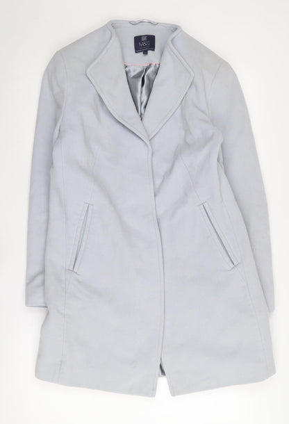 Marks & Spencer Women's Blue Long Coat - Size 10