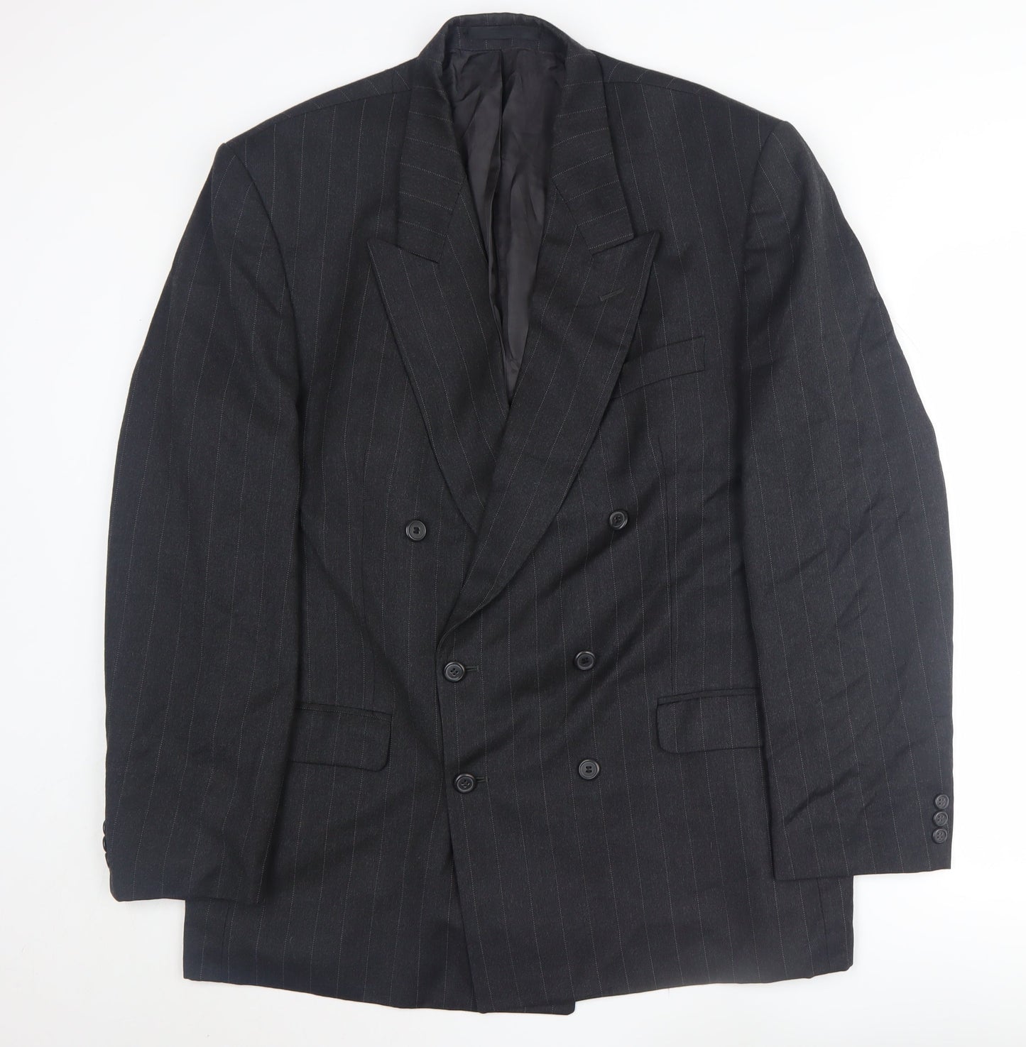 Burtons Men's Black Striped Wool Blazer Jacket 44L