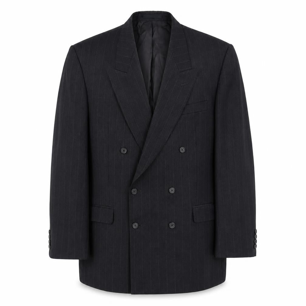 Burtons Men's Black Striped Wool Blazer Jacket 44L