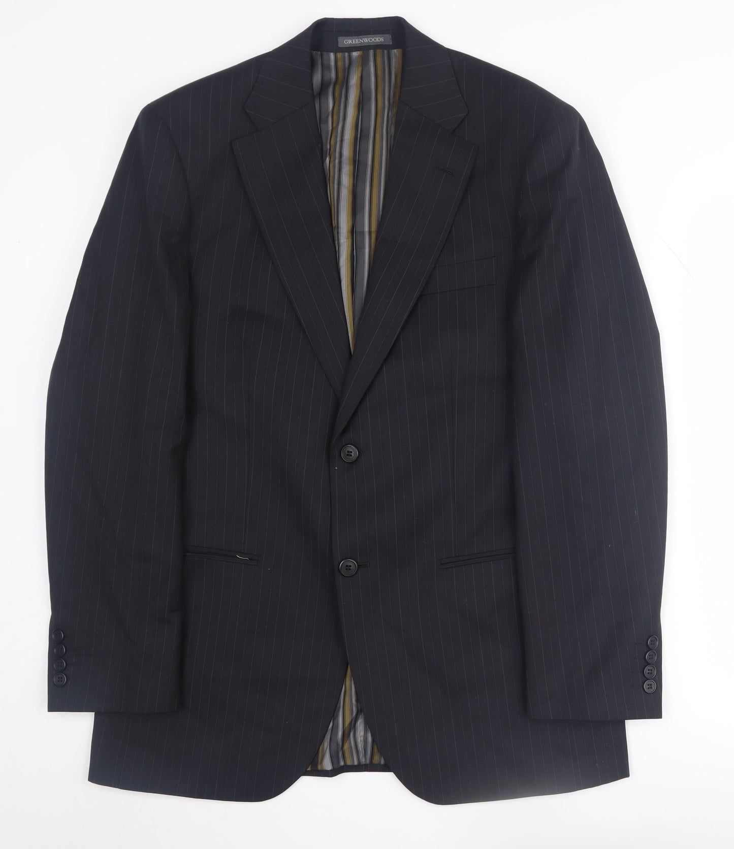Greenwoods Elite Men's Black Striped Suit Jacket 38R
