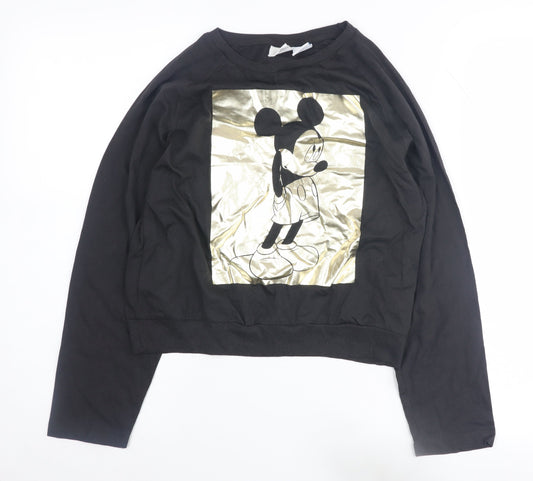 Zara Girls Black Long Sleeve Disney Mickey Mouse Pullover - Size 10