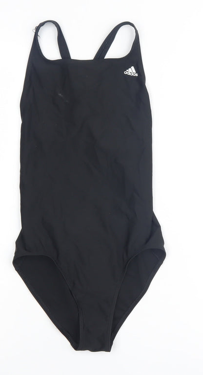 Additional front view of Adidas girls’ black one piece swimsuit 13-14y athletic