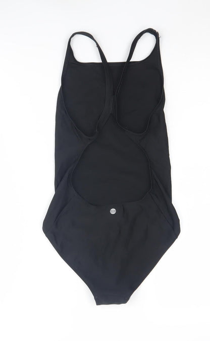 Back view of Adidas girls’ black one piece swimsuit 13-14y athletic