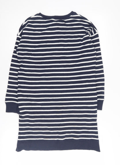 Back view of Next girls’ blue striped sequin star pullover sweatshirt 9 years