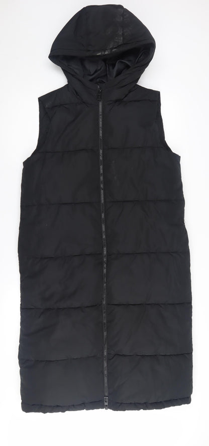Additional front view of Only Women's Black Long Hooded Padded Waistcoat S