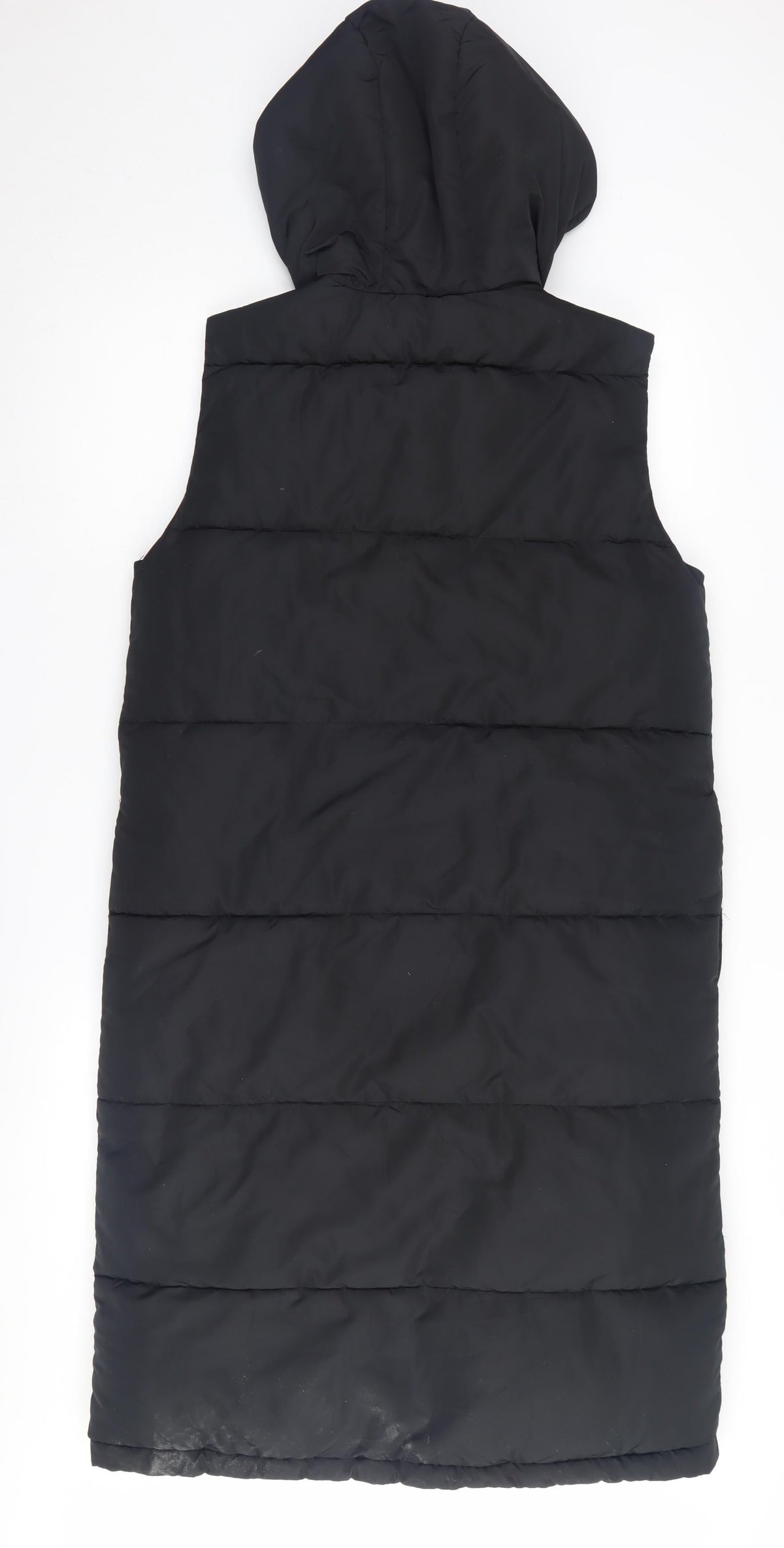 Back view of Only Women's Black Long Hooded Padded Waistcoat S