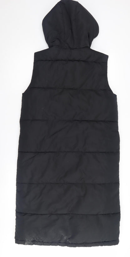Back view of Only Women's Black Long Hooded Padded Waistcoat S