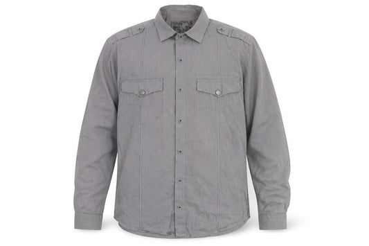 Men's Next Grey Striped Button-Up Cotton Shirt