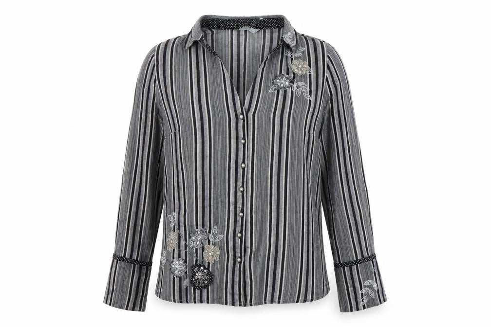 Marks & Spencer Women's Black Striped Button-Up Shirt