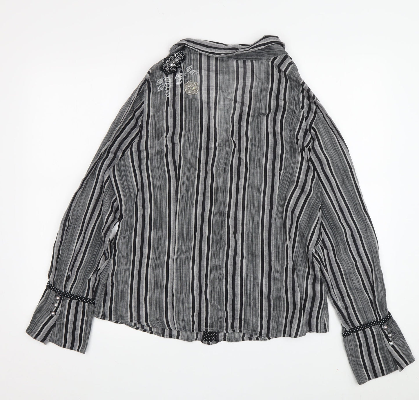 Marks and Spencer Women's Black Striped Button-Up Shirt