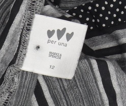 Marks and Spencer Women's Black Striped Button-Up Shirt