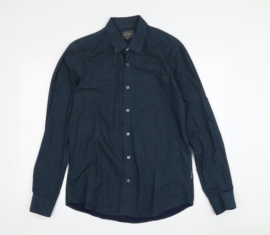Peter Werth Men's Blue Floral Button-Up Shirt, Size M