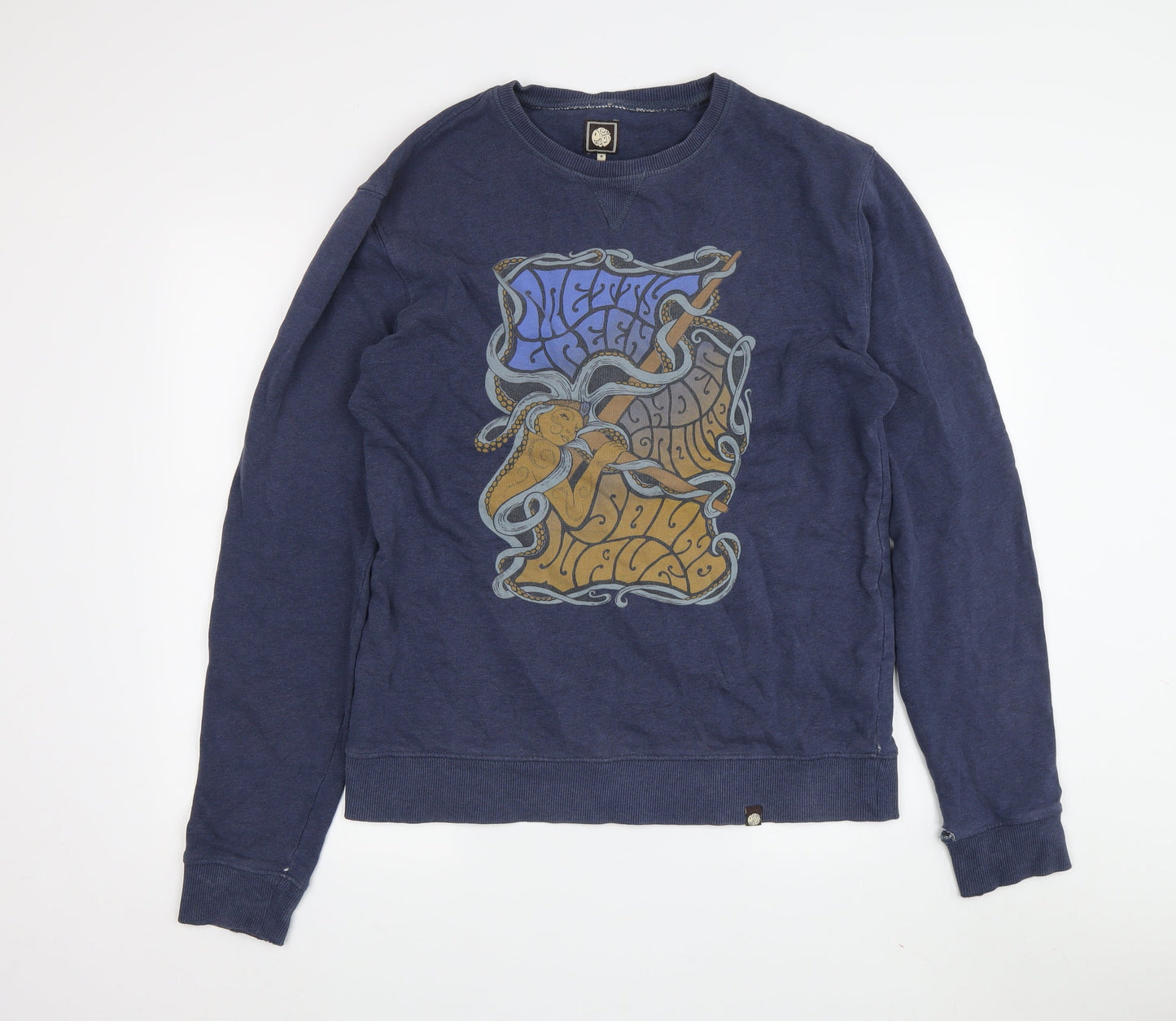 Pretty Green Men's Blue Graphic Pullover Sweatshirt, S