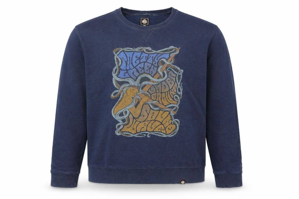 Pretty Green Men's Blue Graphic Pullover Sweatshirt, S
