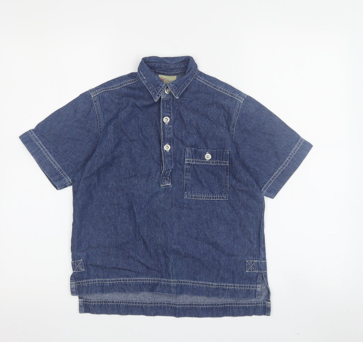 Additional front view of Adams Jeans girls’ blue casual shirt 7 years - denim look