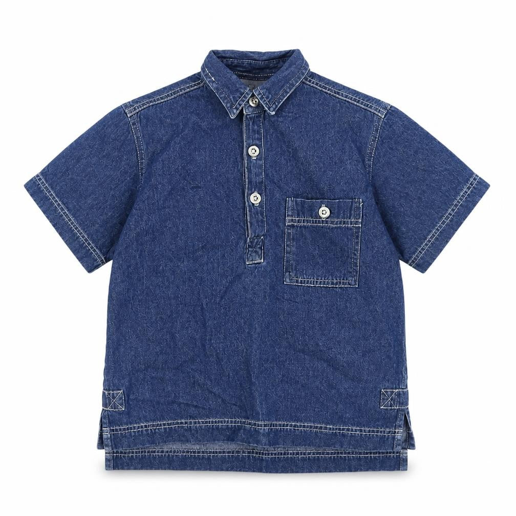 Front view of Adams Jeans girls’ blue casual shirt 7 years - denim look