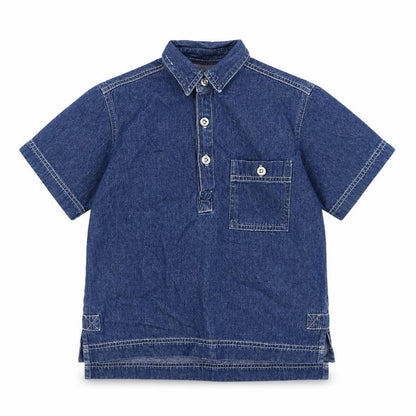 Front view of Adams Jeans girls’ blue casual shirt 7 years - denim look