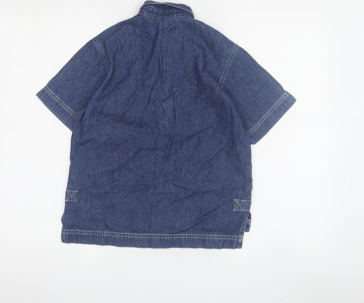 Back view of Adams Jeans girls’ blue casual shirt 7 years - denim look