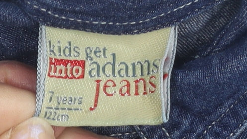 Close-up detail of Adams Jeans girls’ blue casual shirt 7 years - denim look